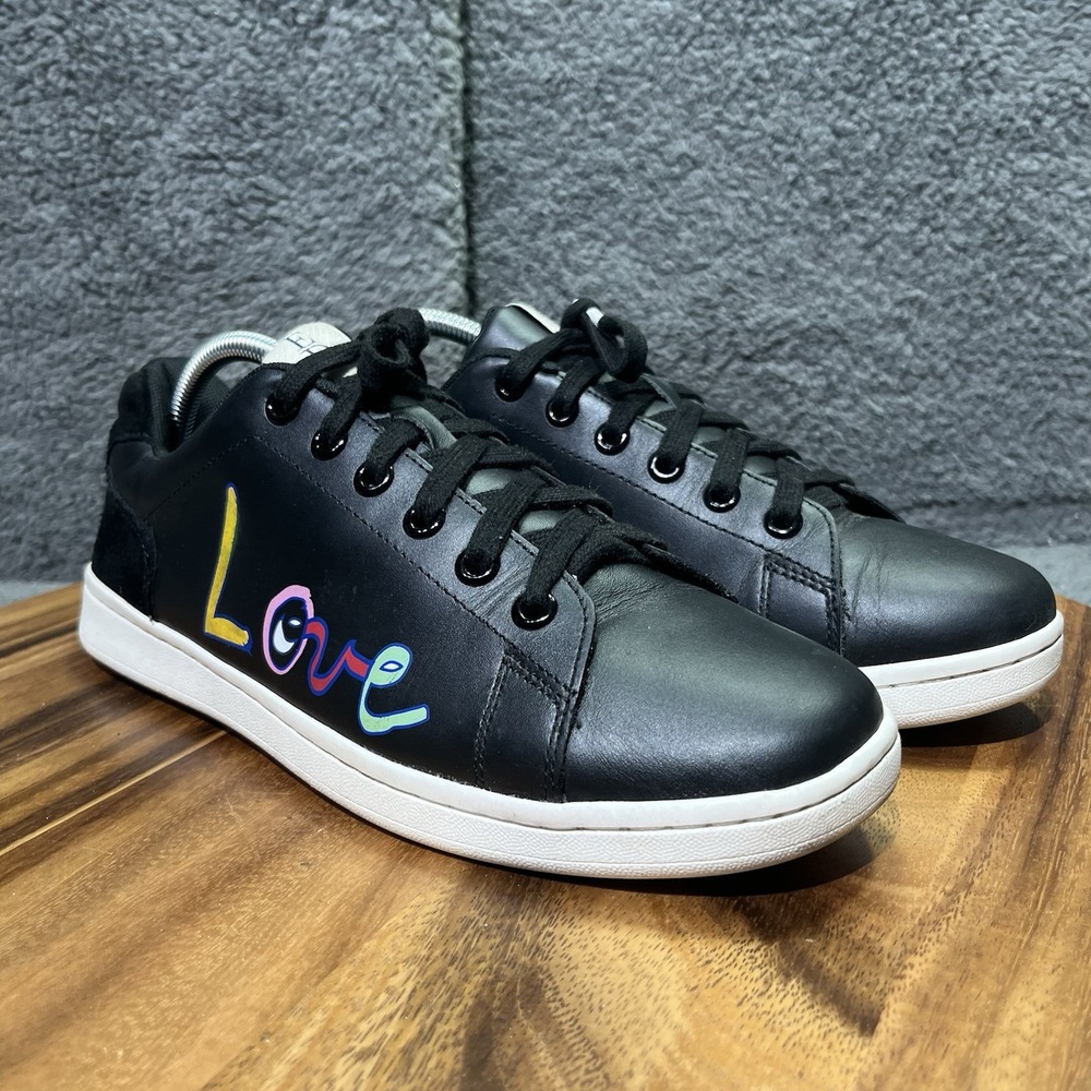 ED Ellen Degeneres "LOVE" Black Leather Sneaker‎ Shoes Womens US 11M EUR 43 - Picture 3 of 12